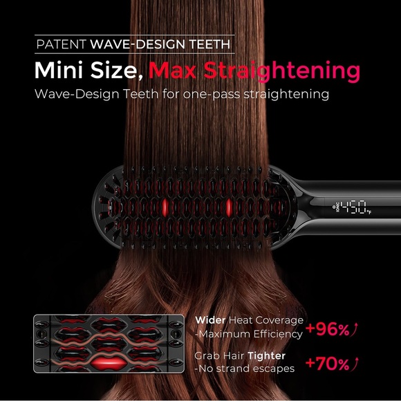 NIB! TYMO Hair Straightening Brush in Black and Red - Picture 6 of 16